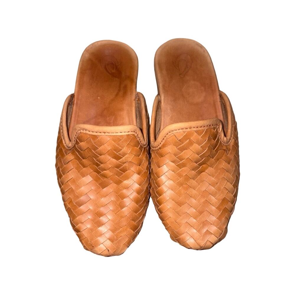 Olukai MI'I Brown Woven Leather Mules    Size: US 7